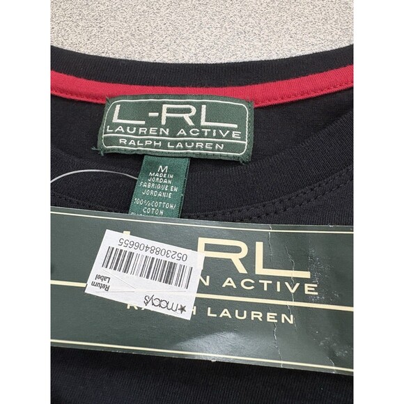 Lauren Ralph Lauren NWT Black w/ Red White Stripes LRL Crest  Womans Blouse Sz M - Picture 11 of 11